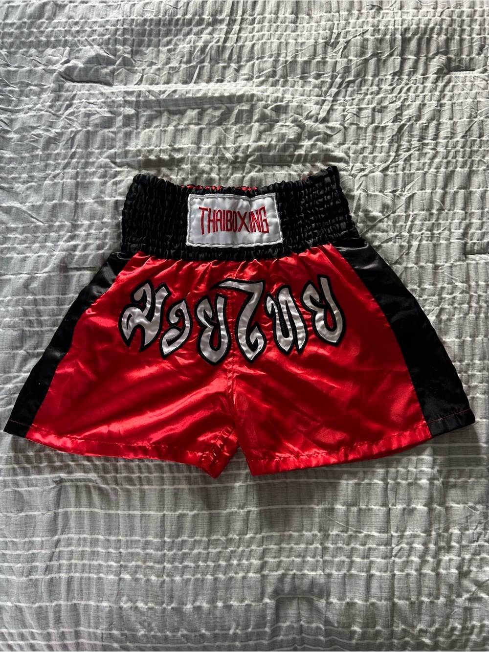 Thai Boxing Satin Muay Thai Shorts - Red & Black